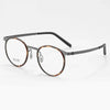 HONGMEI Vintage tortoiseshell glasses frame for men, high prescription round frame, ultra light pure titanium myopia glasses fra